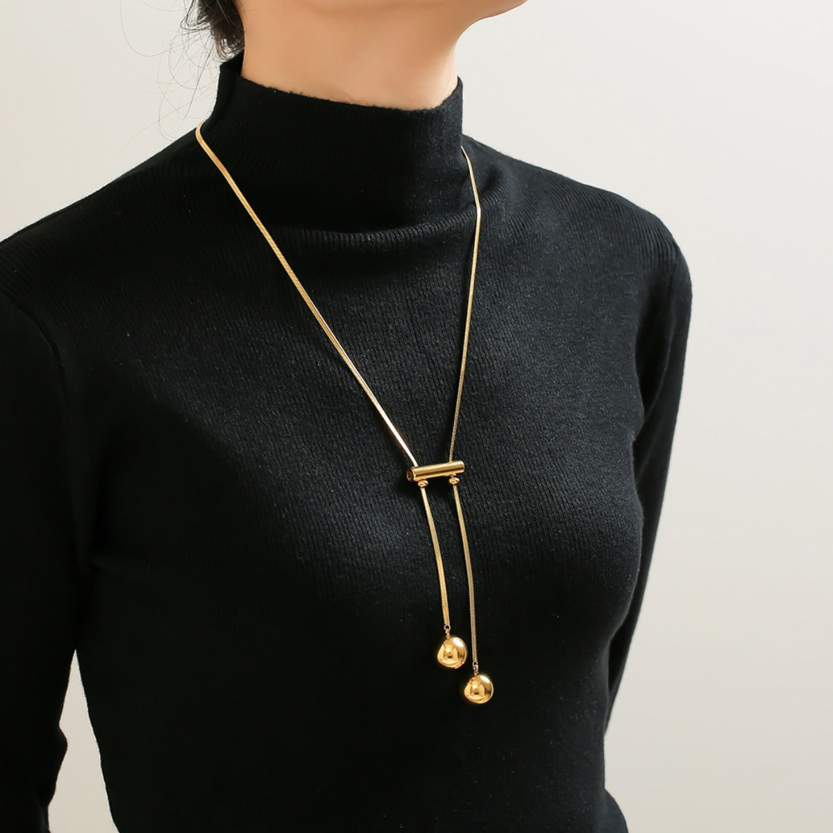 18K Gold-Plated Titanium Steel Hollow Bead Necklace - Carri's Cache