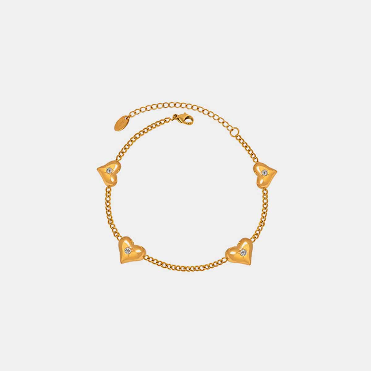 Titanium Steel Zircon Heart Bracelet - Carri's Cache