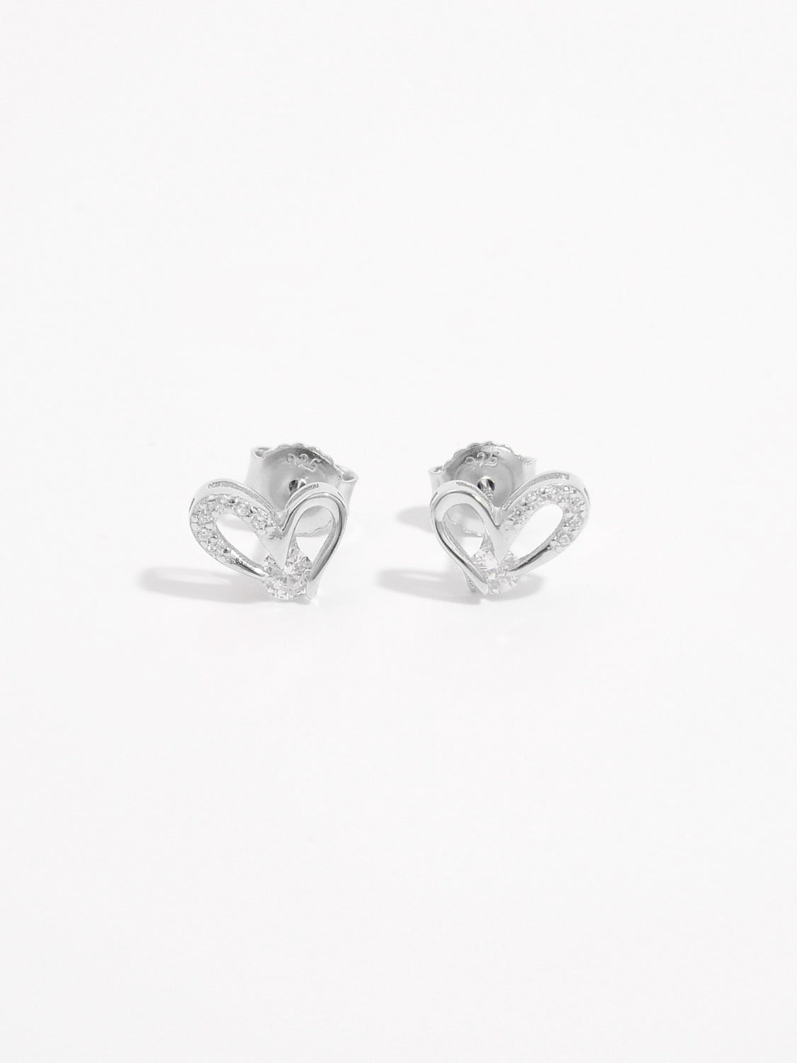 925 Sterling Silver Inlaid Zircon Heart Earrings - Carri's Cache