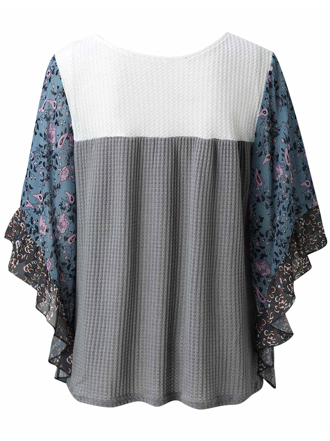 Full Size Printed Round Neck Three-Quarter Sleeve Blouse - Carri's Cache