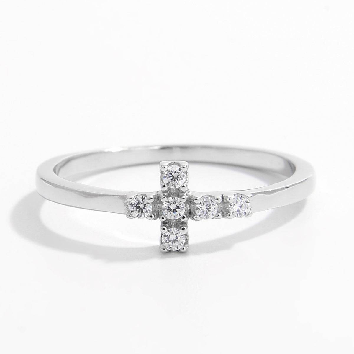 925 Sterling Silver Zircon Cross Ring - Carri's Cache