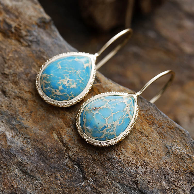 Copper Natural Stone Teardrop Shape Earrings - Carri's Cache