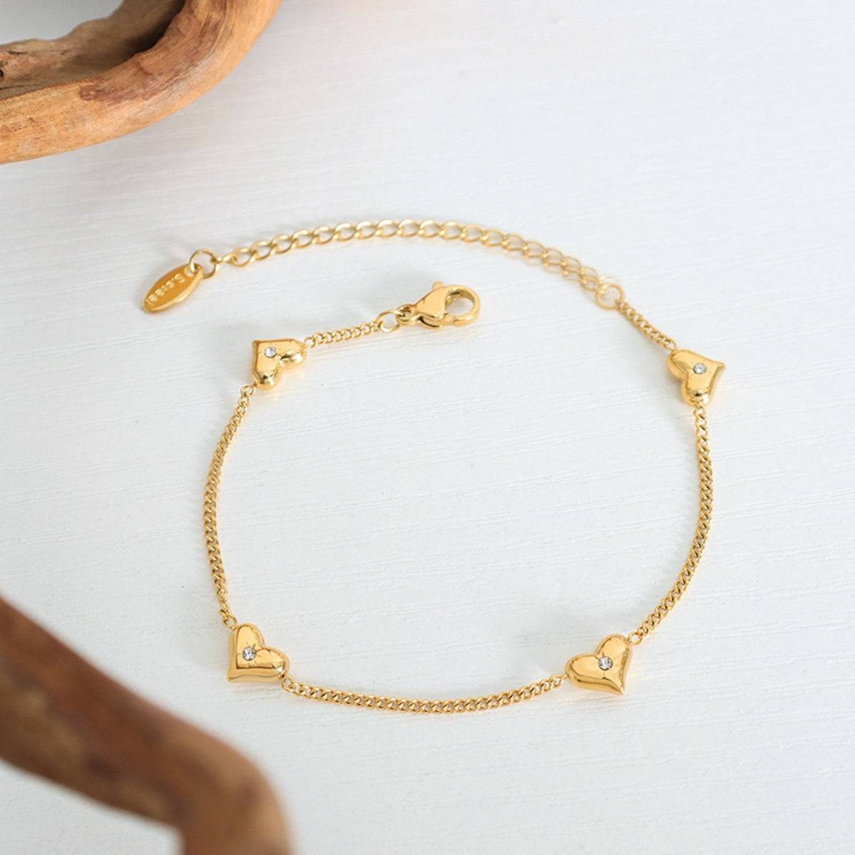 Titanium Steel Zircon Heart Bracelet - Carri's Cache