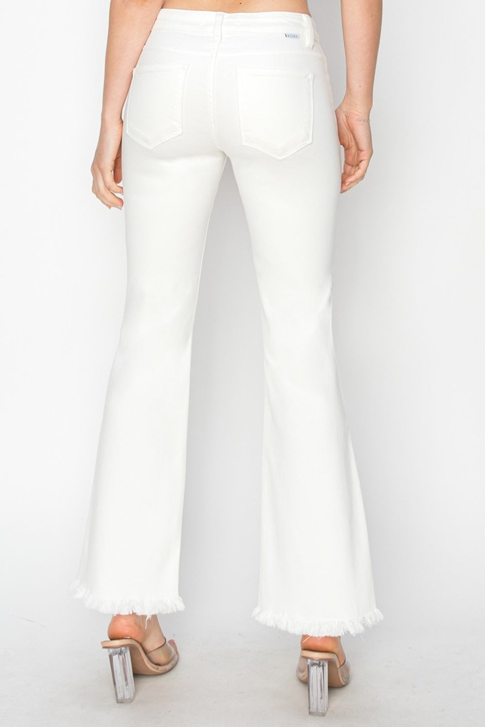 RISEN Full Size Tummy Control Crop Flare Step Hem Pants - Carri's Cache