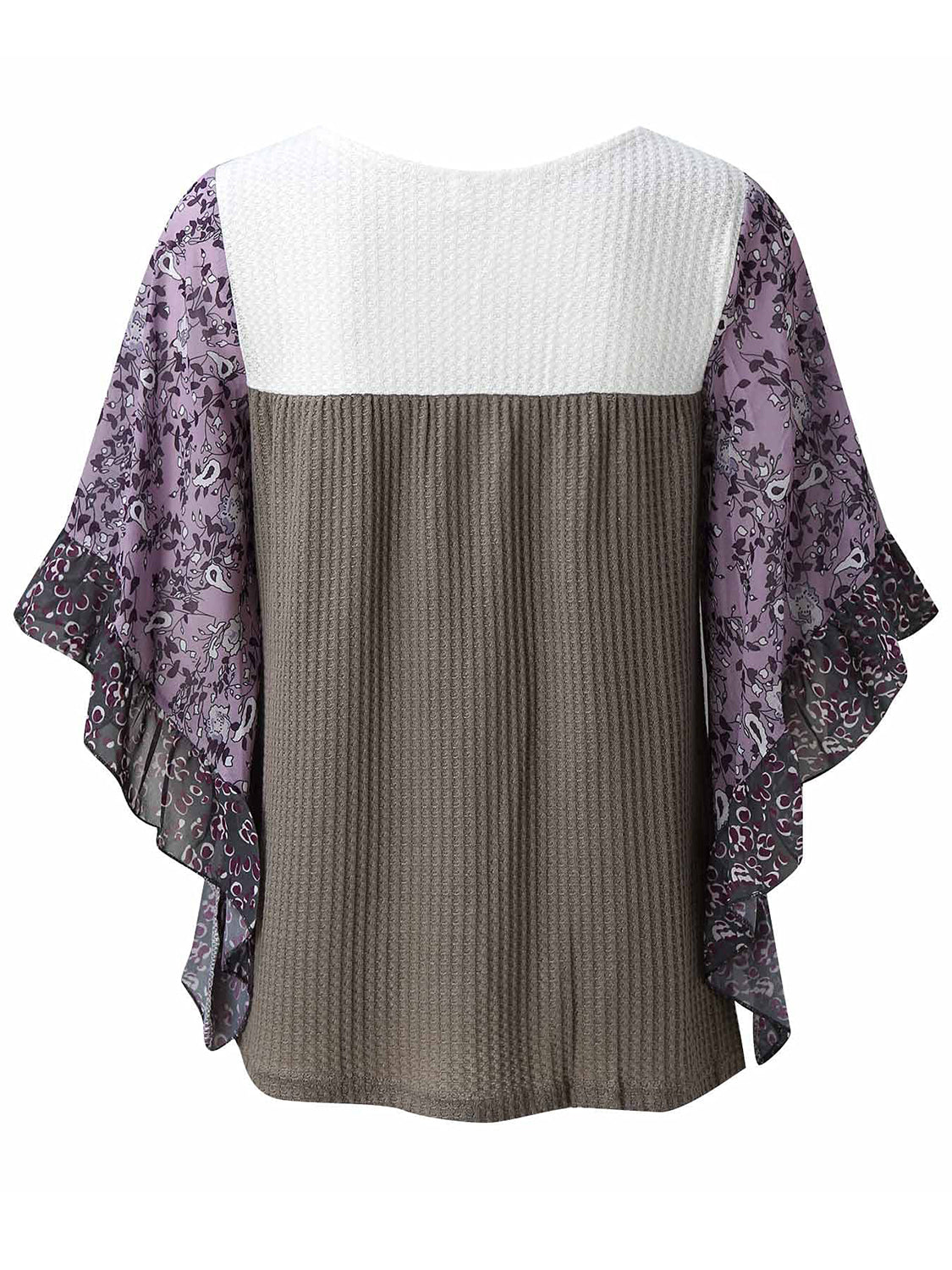 Full Size Printed Round Neck Three-Quarter Sleeve Blouse - Carri's Cache
