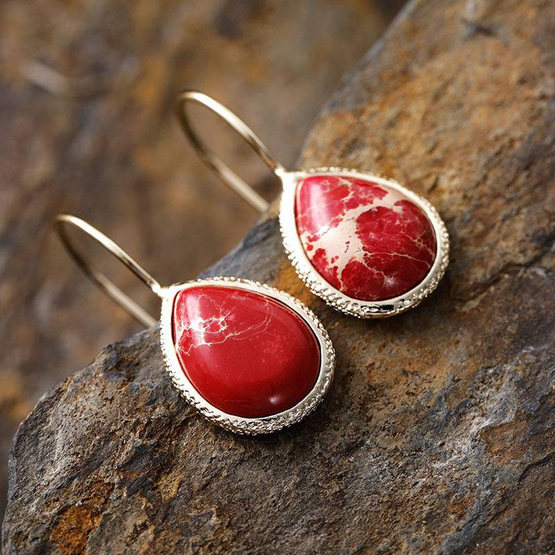 Copper Natural Stone Teardrop Shape Earrings - Carri's Cache