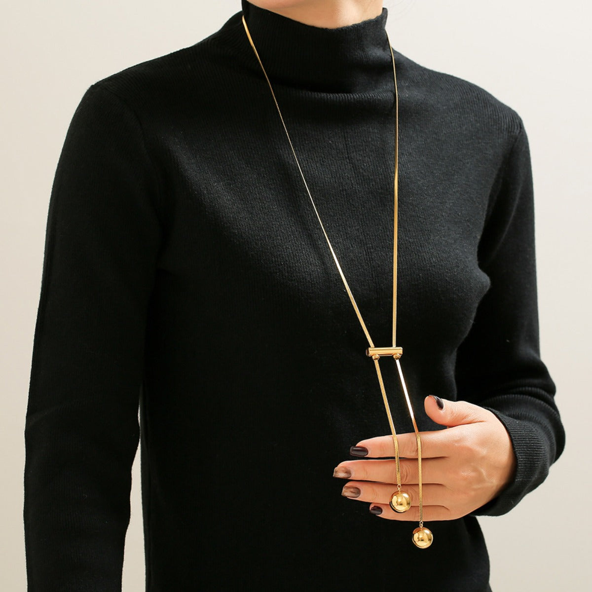 18K Gold-Plated Titanium Steel Hollow Bead Necklace - Carri's Cache