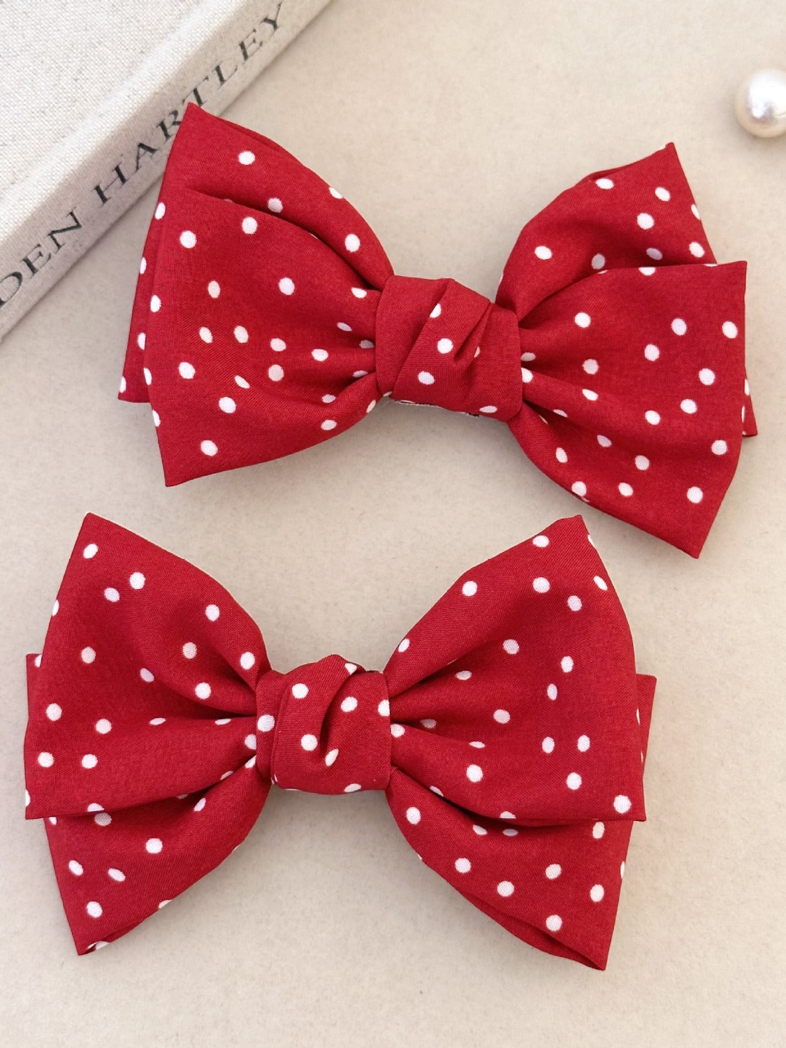 2-Piece Polka Dot Bow Hair Clip - Carri's Cache