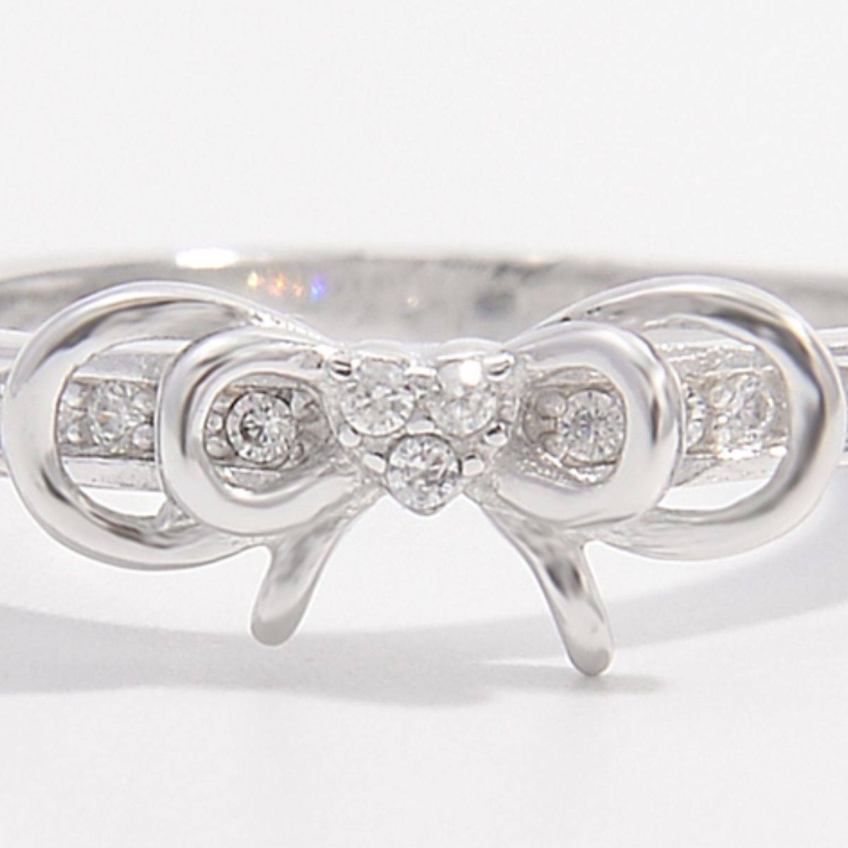 925 Sterling Silver Inlaid Zircon Bow Ring - Carri's Cache