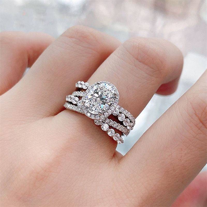 3 Carat Moissanite 925 Sterling Silver Layered Ring - Carri's Cache