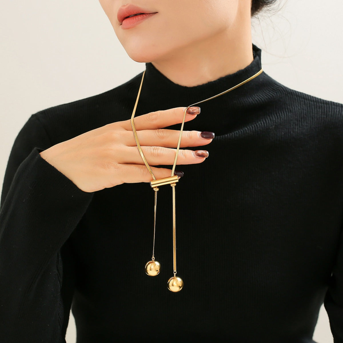 18K Gold-Plated Titanium Steel Hollow Bead Necklace - Carri's Cache