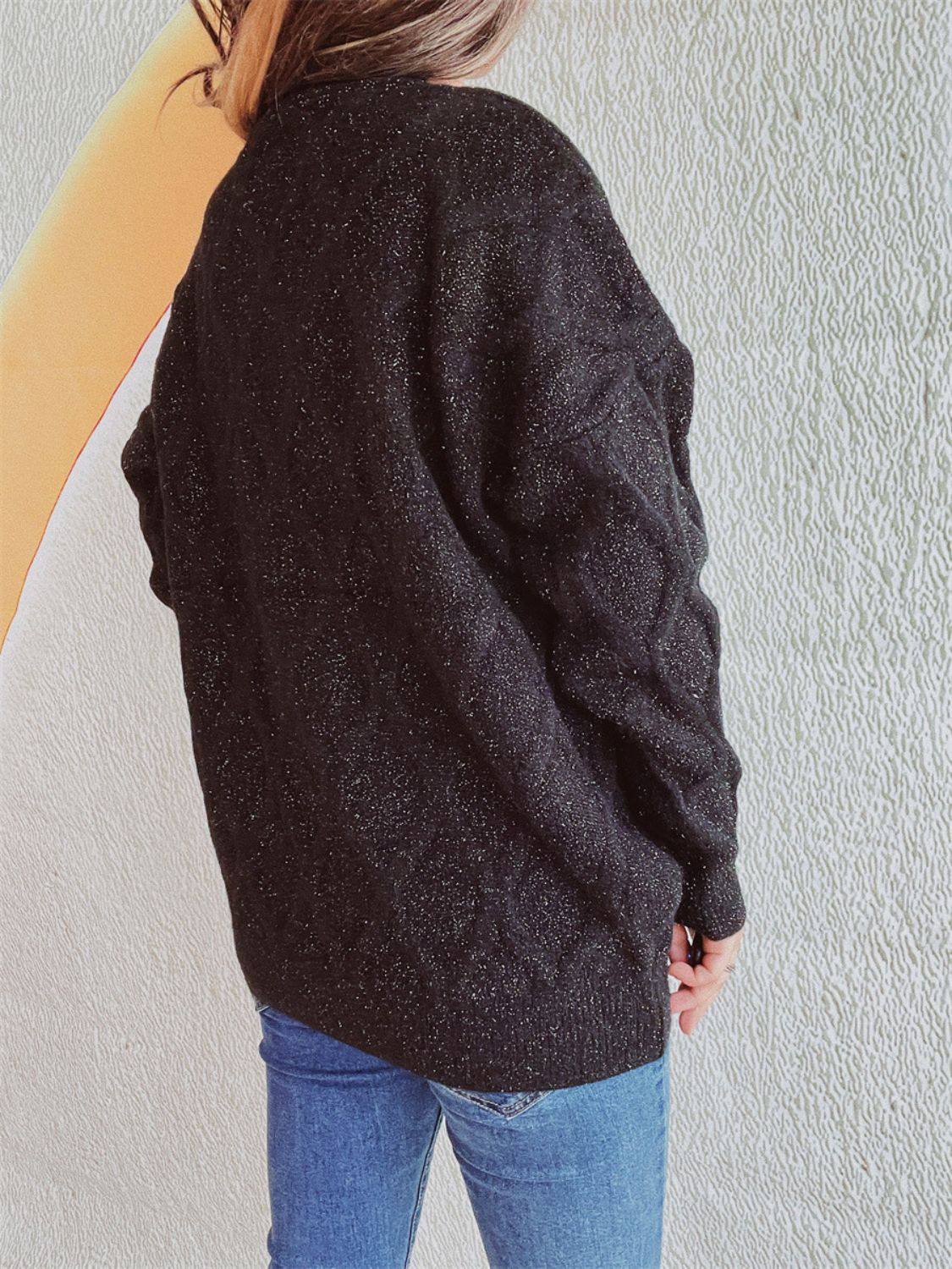Diamond Round Neck Long Sleeve Sweater - Carri's Cache