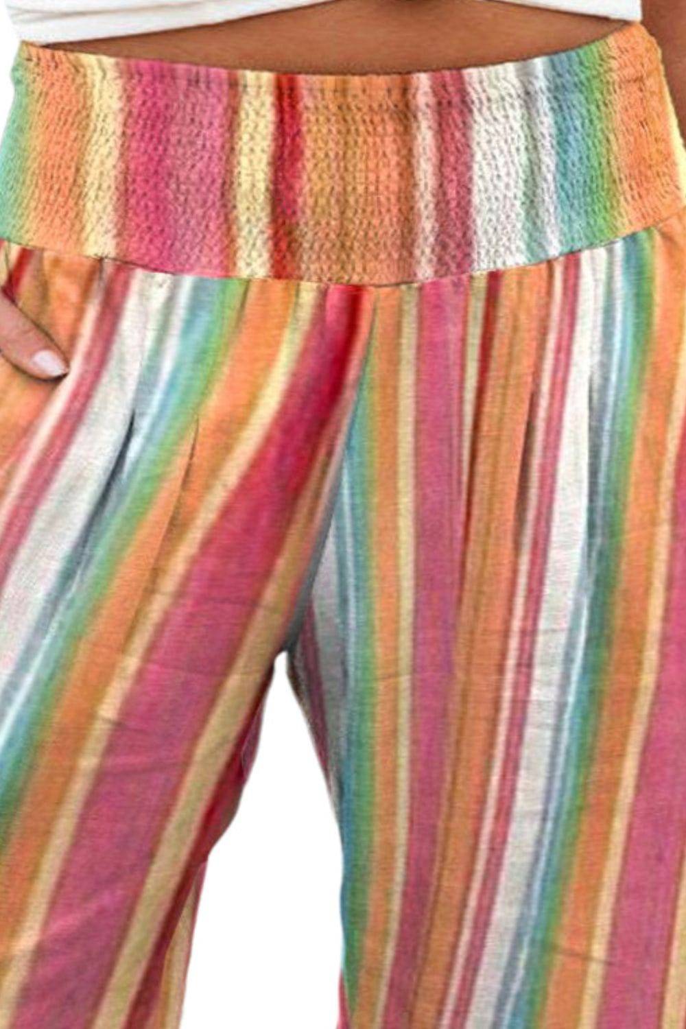 Plus Size Striped Wide Leg Pants - Carri's Cache