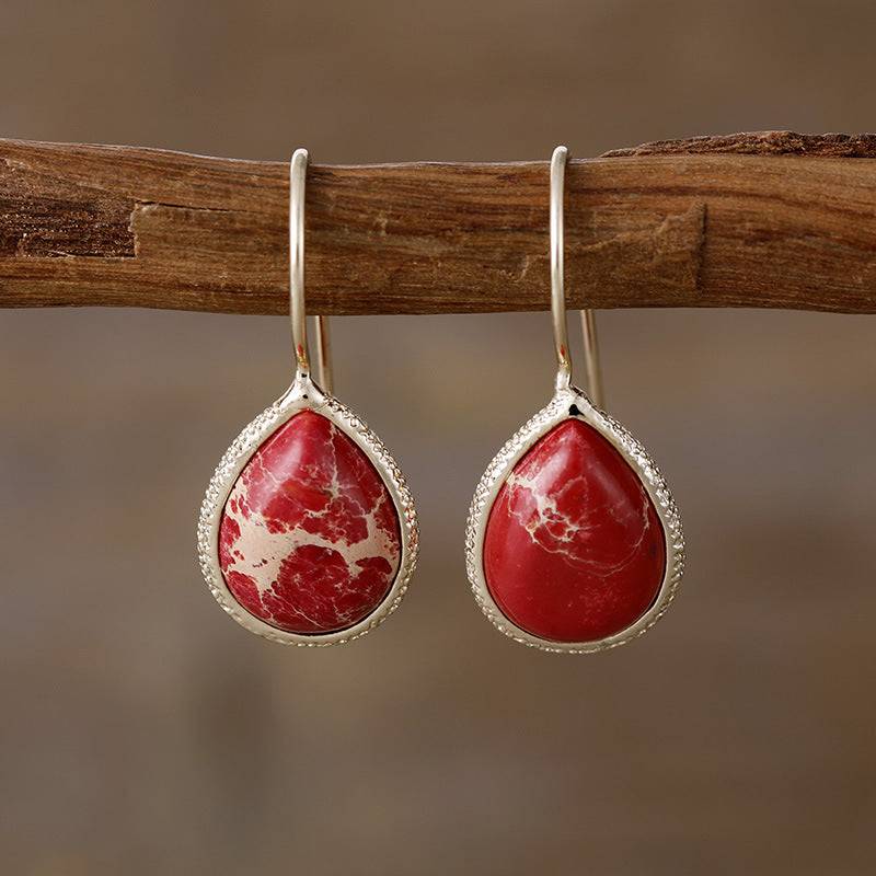 Copper Natural Stone Teardrop Shape Earrings - Carri's Cache