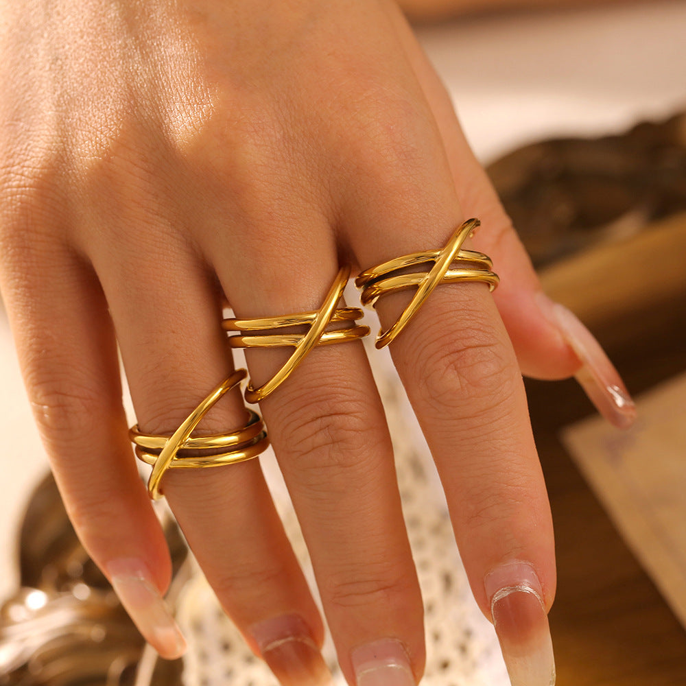 18K Gold-Plated Crisscross Ring - Carri's Cache