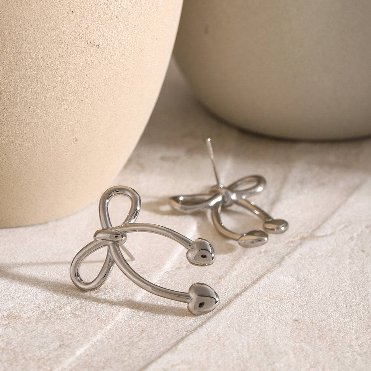 Stainless Steel Bow Earrings - Carri's Cache