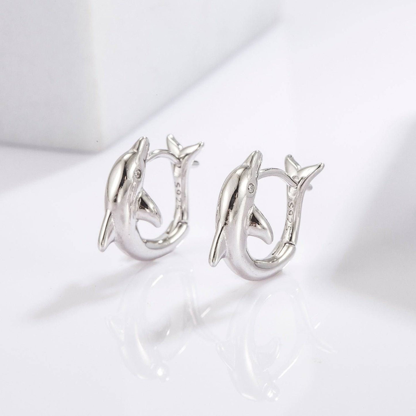 925 Sterling Silver Zircon Dolphin Earrings - Carri's Cache