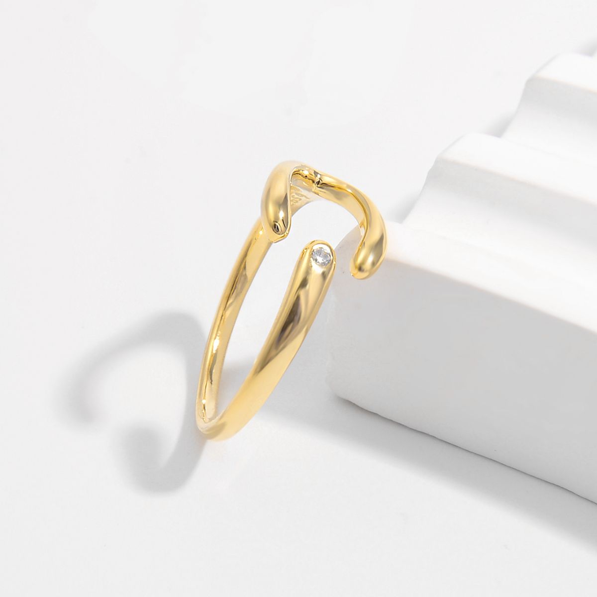 925 Sterling Silver Inlaid Zircon Open Ring - Carri's Cache