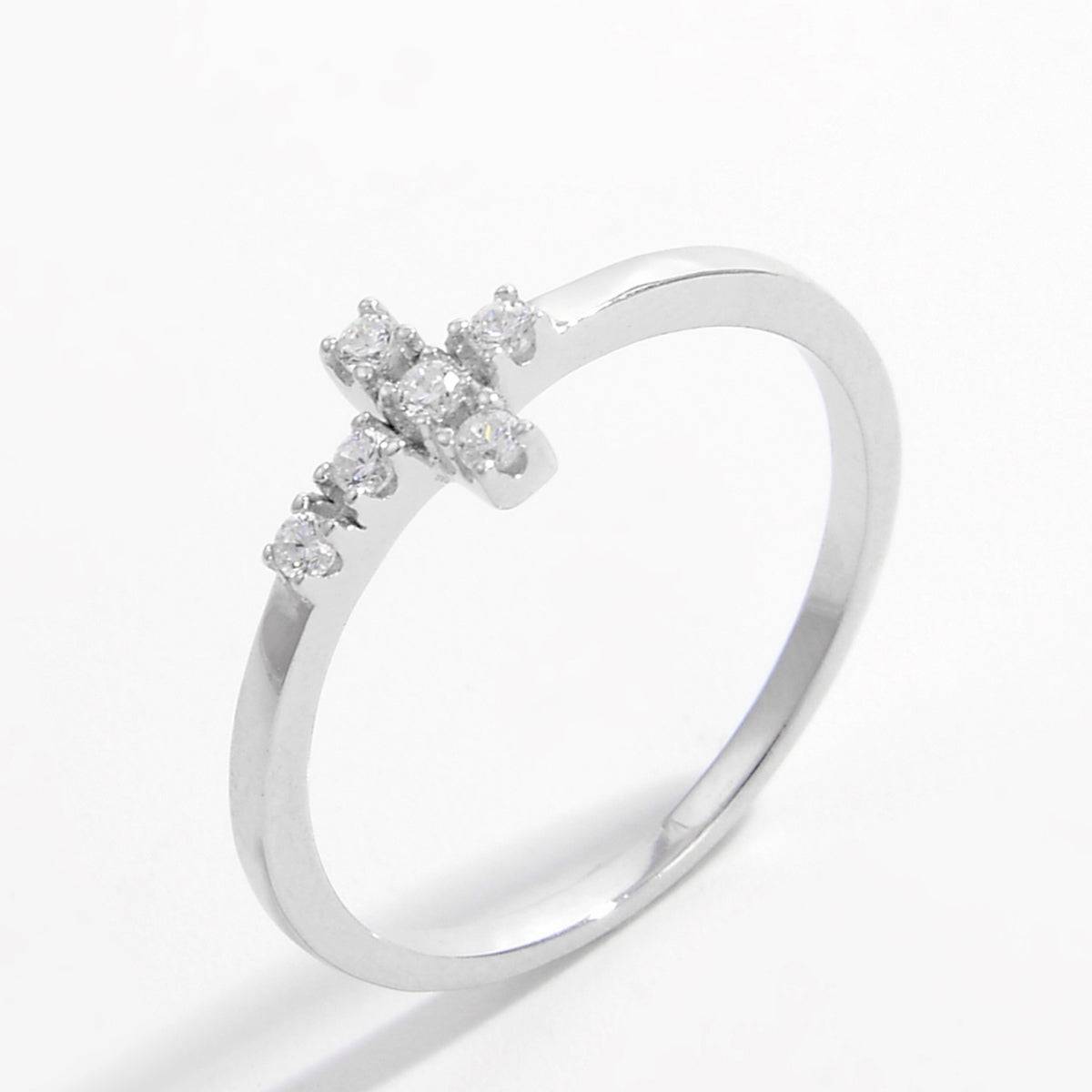 925 Sterling Silver Zircon Cross Ring - Carri's Cache