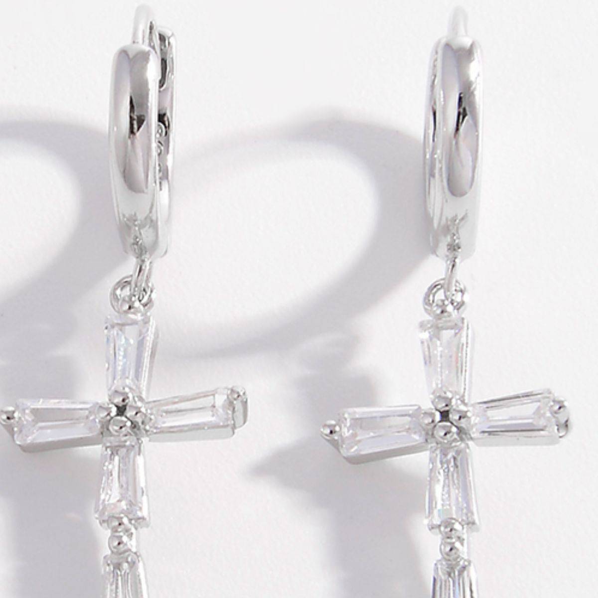 925 Sterling Silver Zircon Cross Earrings - Carri's Cache