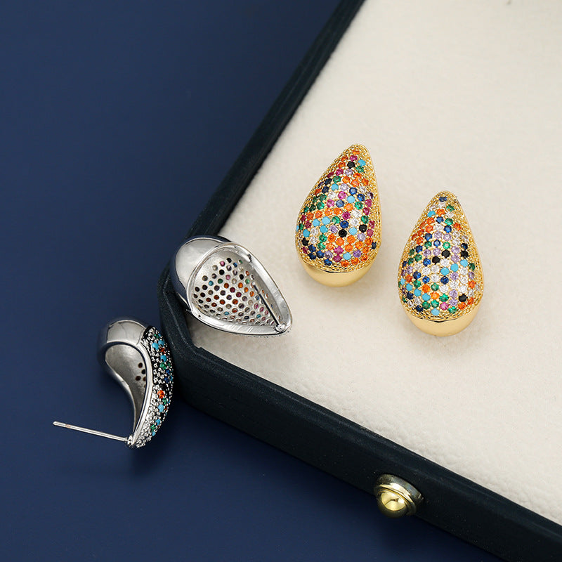 18K Gold-Plated Zircon Teardrop Earring - Carri's Cache