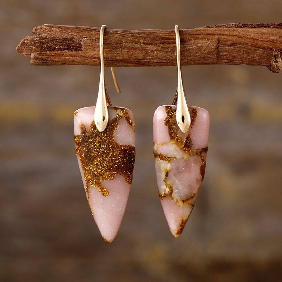 Natural Stone Geometric Shape Earrings - Carri's Cache