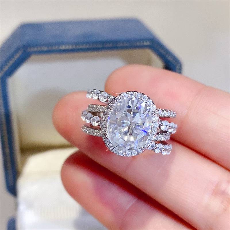 3 Carat Moissanite 925 Sterling Silver Layered Ring - Carri's Cache