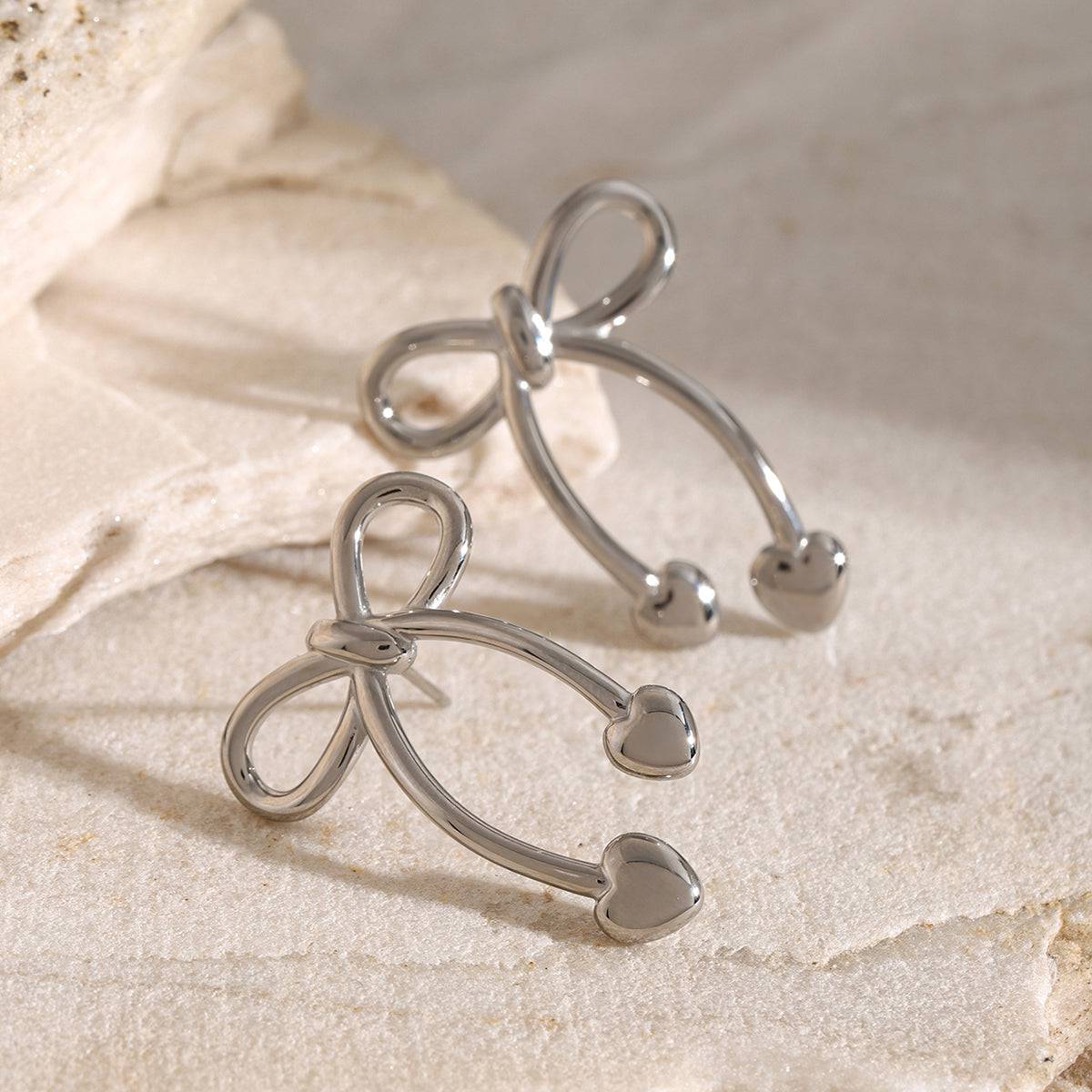 Stainless Steel Bow Earrings - Carri's Cache