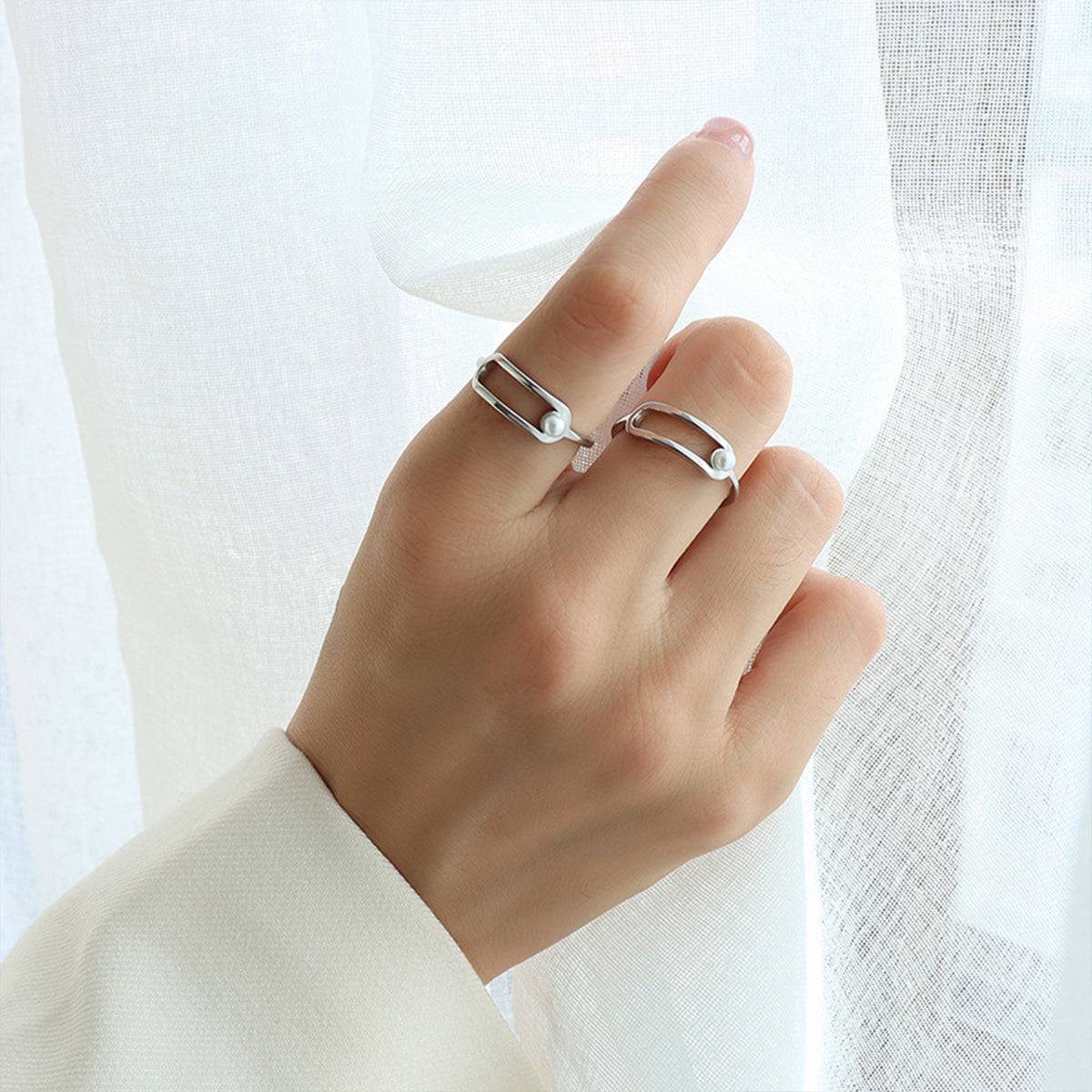 Synthetic Pearl Titanium Steel Ring - Carri's Cache