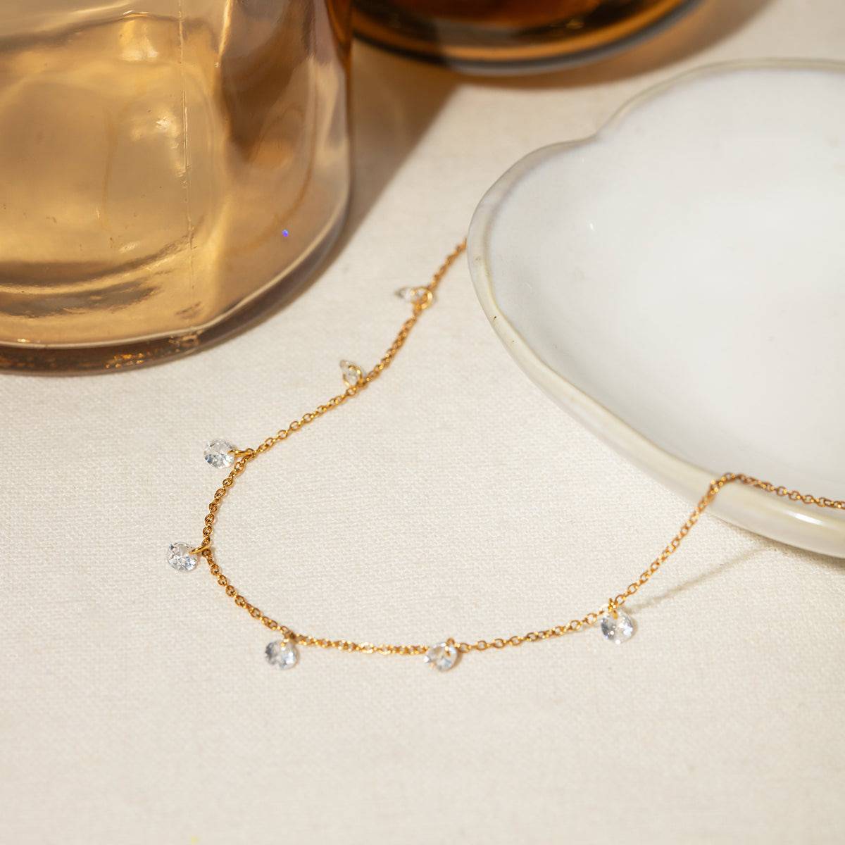 Stainless Steel Rhinestone Pendant Necklace - Carri's Cache