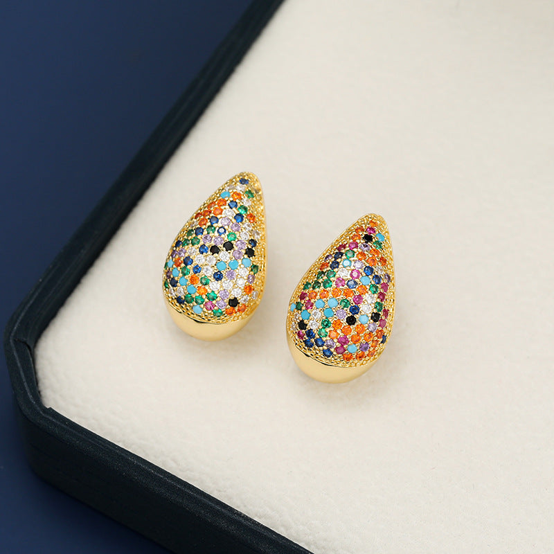 18K Gold-Plated Zircon Teardrop Earring - Carri's Cache