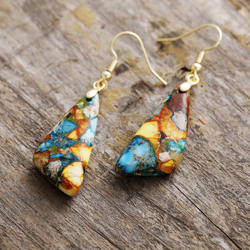 Emperor-Stone Geometric Earrings - Carri's Cache