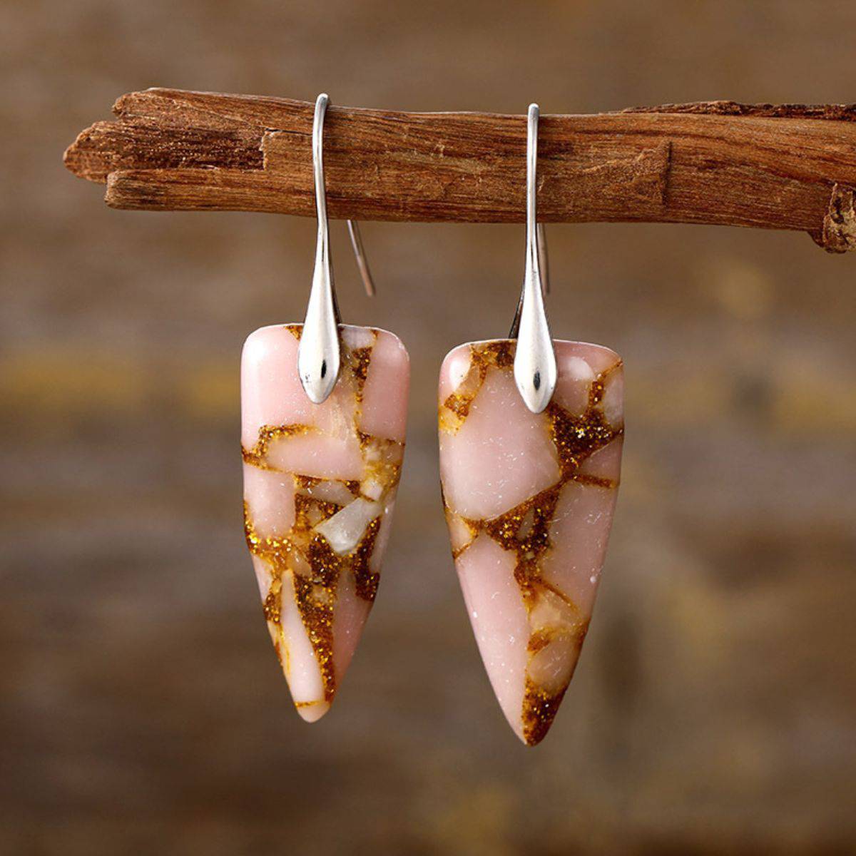 Natural Stone Geometric Shape Earrings - Carri's Cache