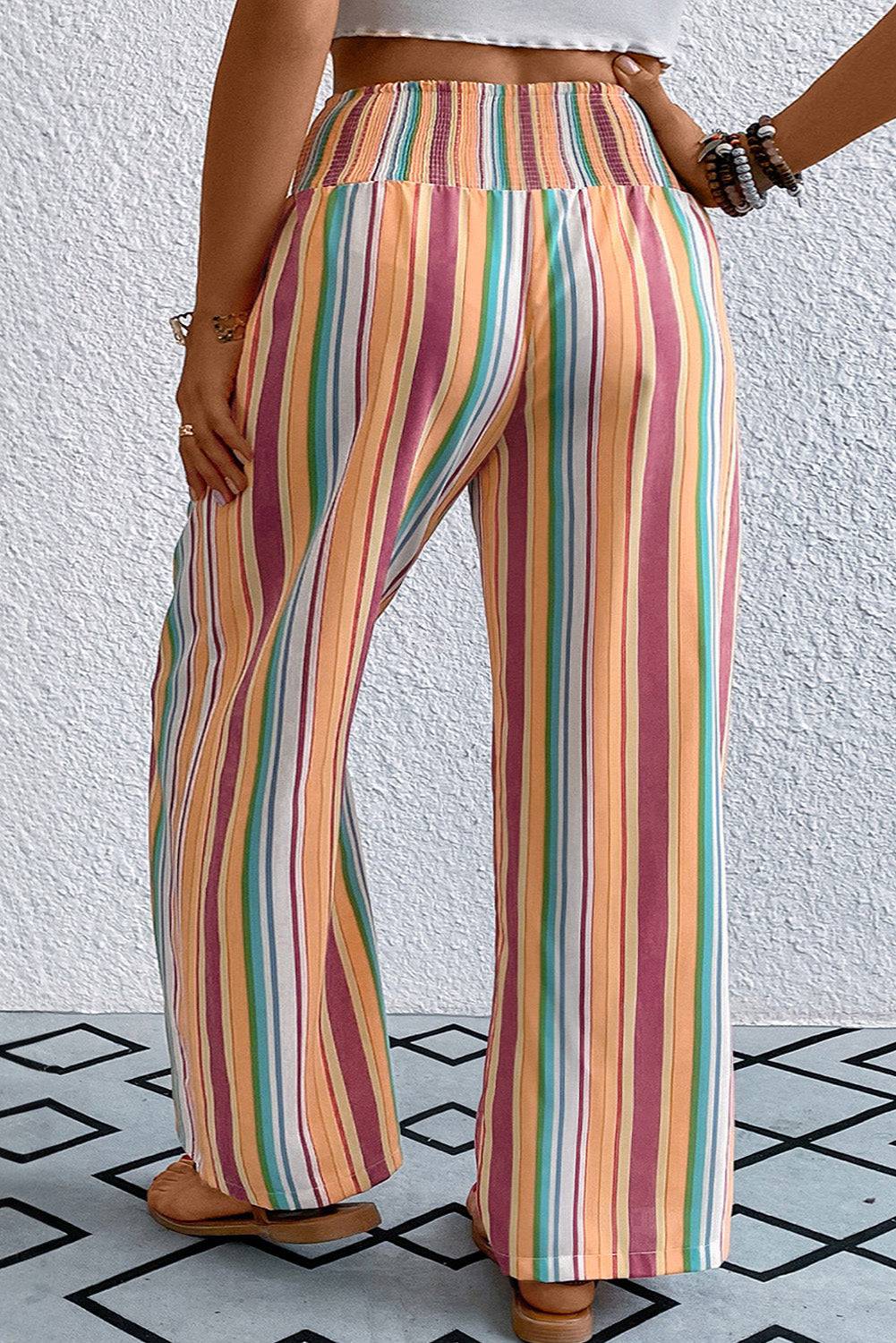 Plus Size Striped Wide Leg Pants - Carri's Cache
