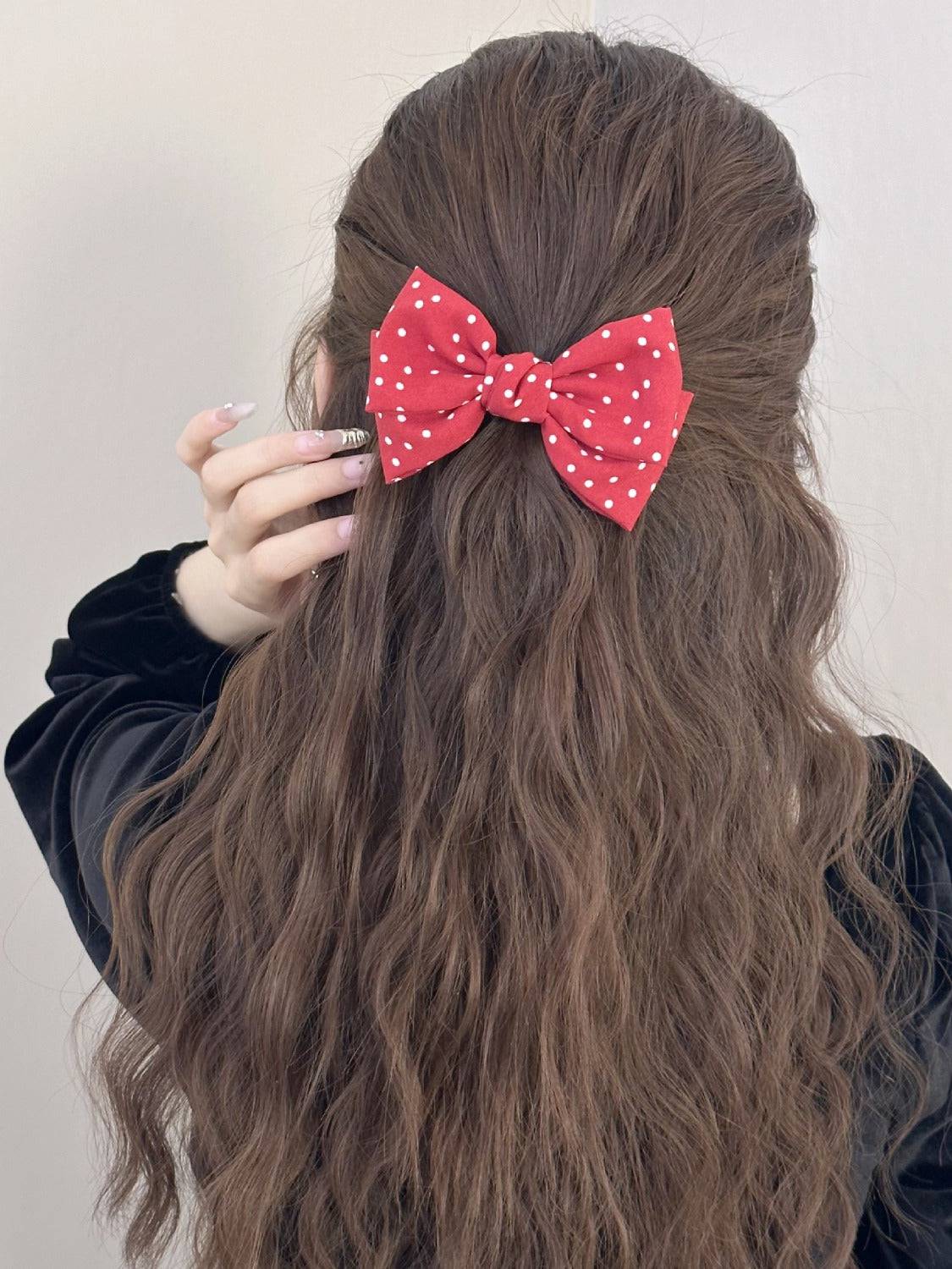 2-Piece Polka Dot Bow Hair Clip - Carri's Cache
