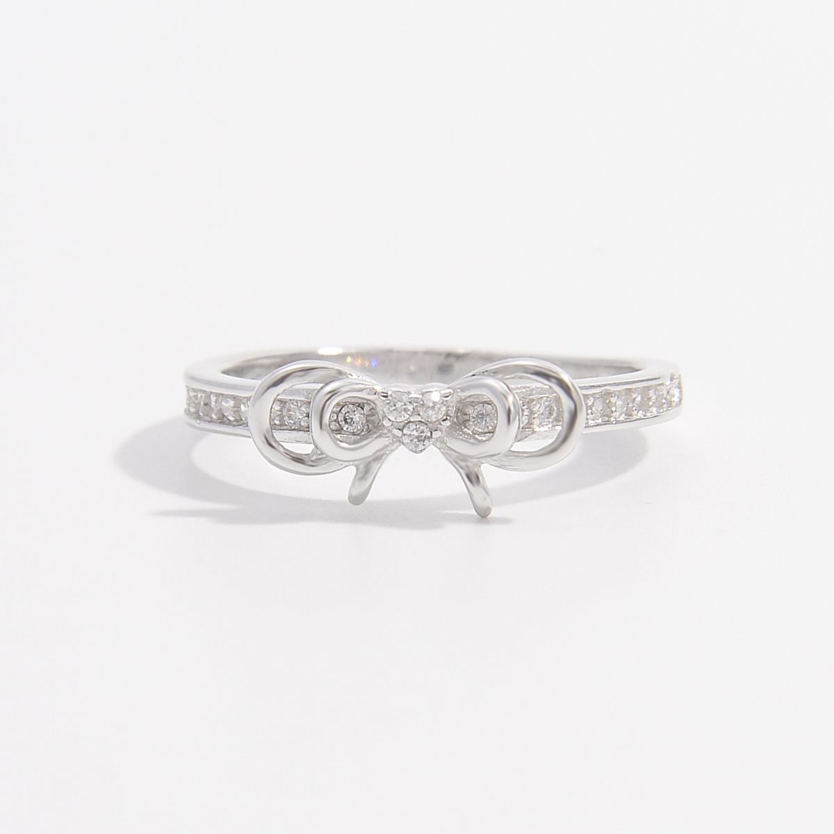 925 Sterling Silver Inlaid Zircon Bow Ring - Carri's Cache
