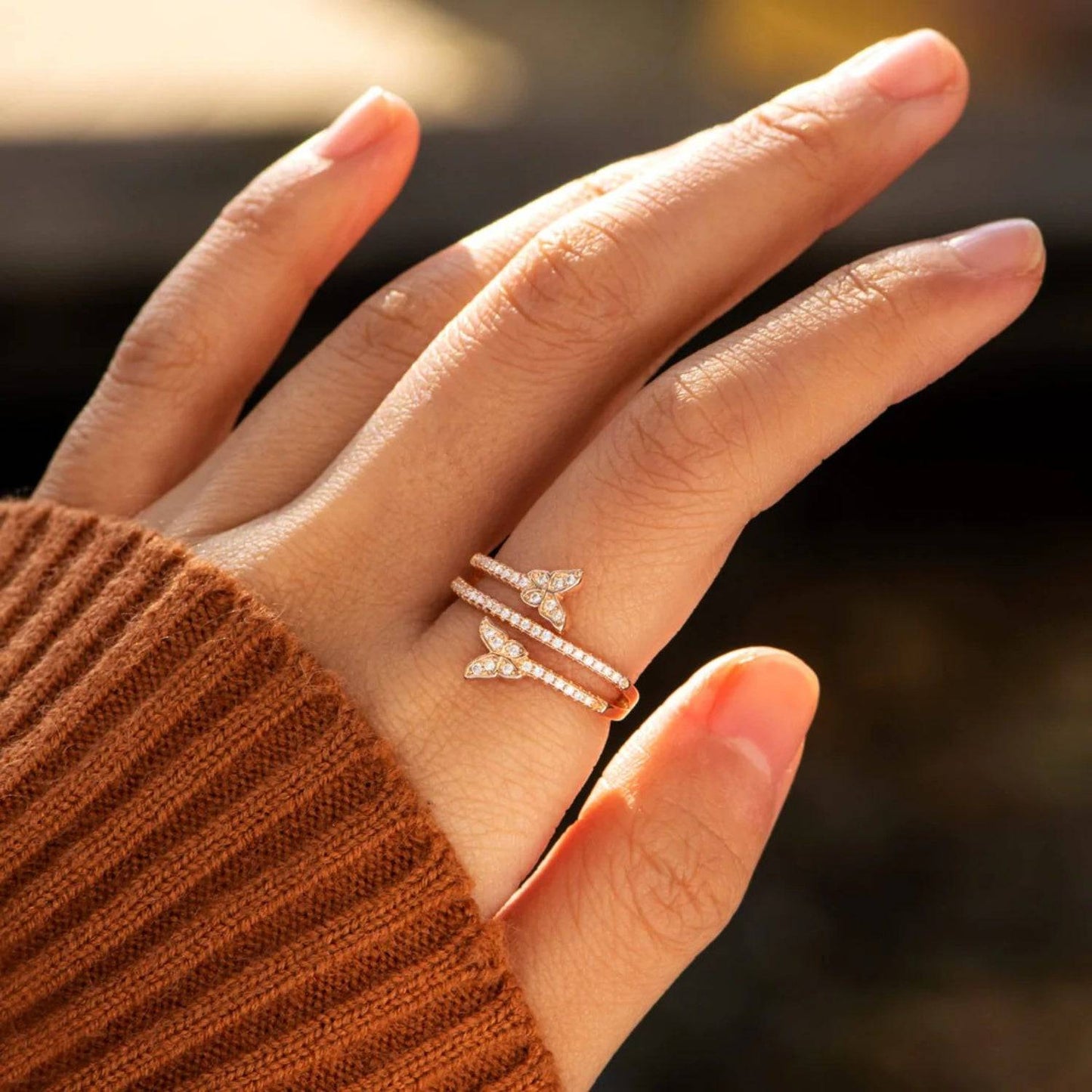 925 Sterling Silver Inlaid Zircon Butterfly Ring - Carri's Cache