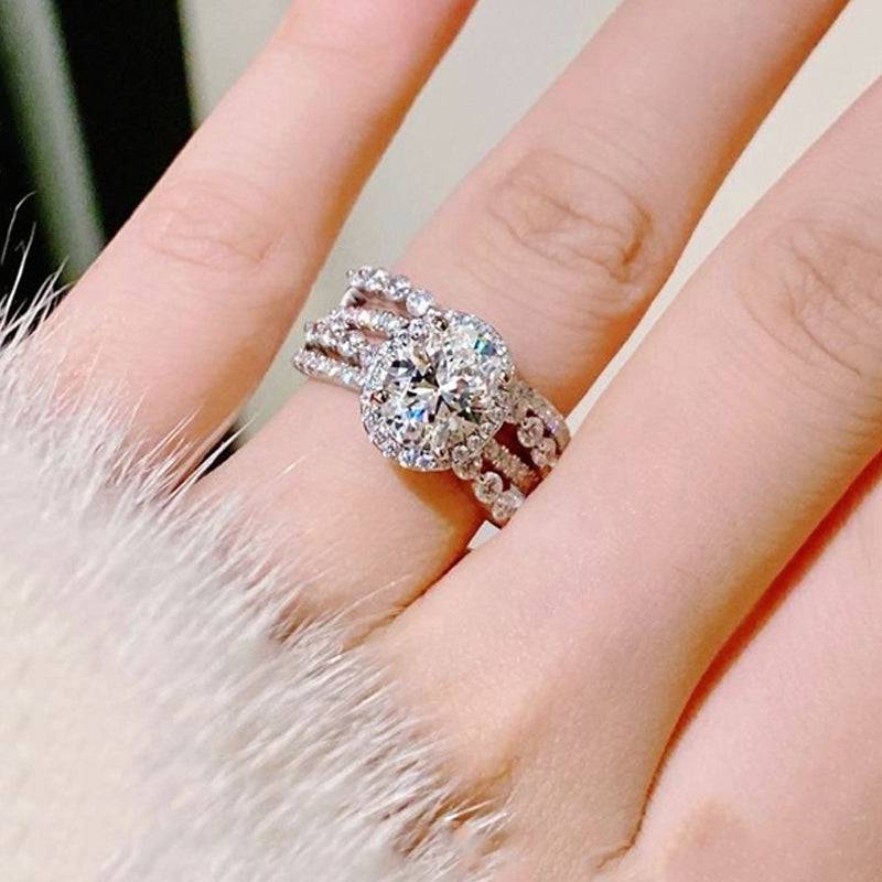3 Carat Moissanite 925 Sterling Silver Layered Ring - Carri's Cache