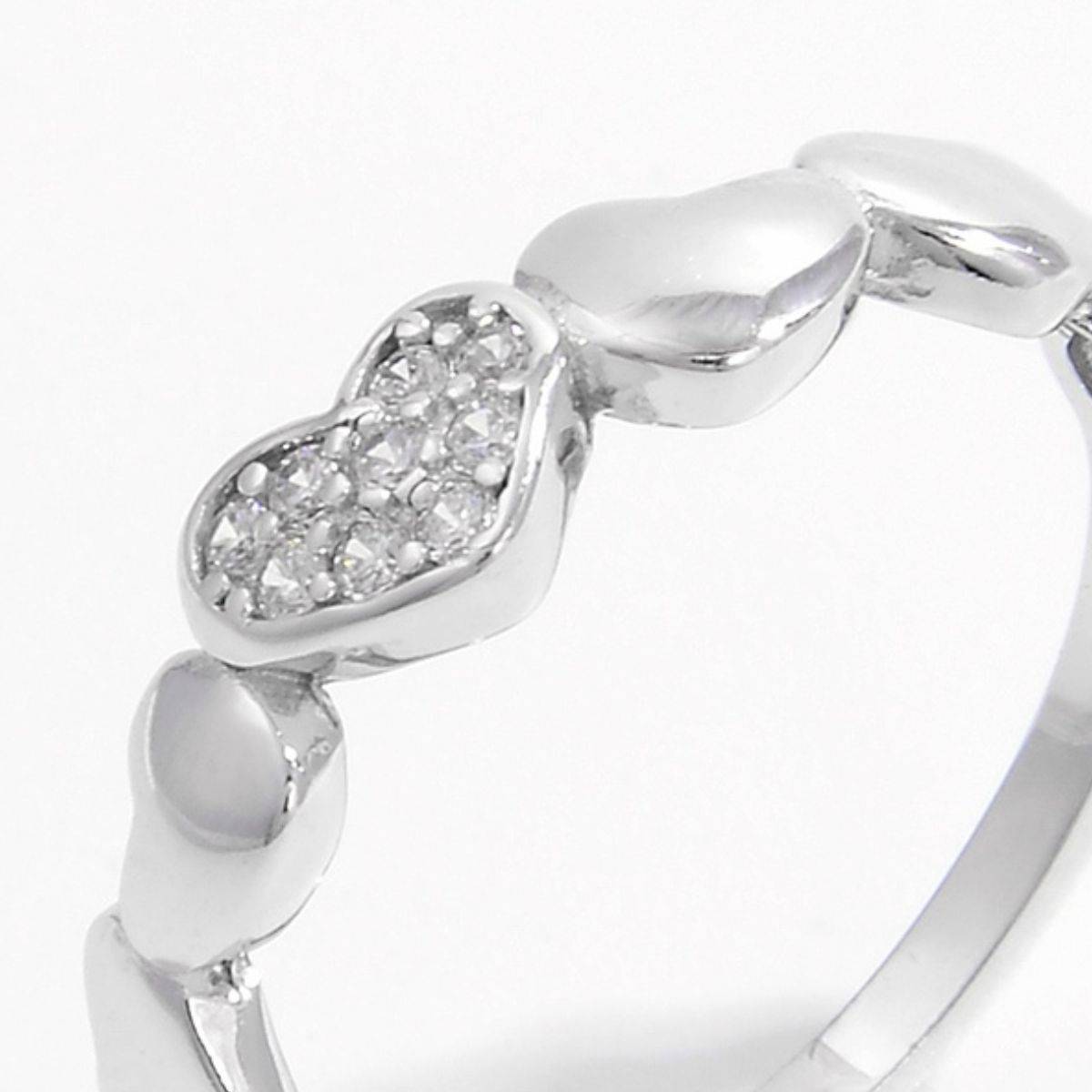 925 Sterling Silver Inlaid Zircon Heart Ring - Carri's Cache