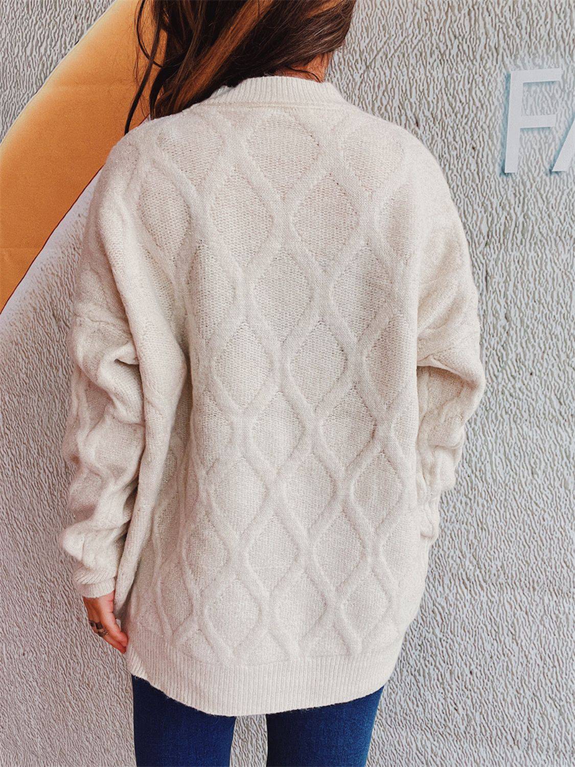 Diamond Round Neck Long Sleeve Sweater - Carri's Cache