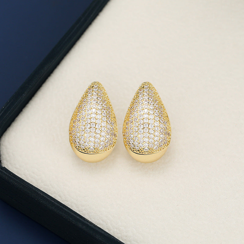 18K Gold-Plated Zircon Teardrop Earring - Carri's Cache