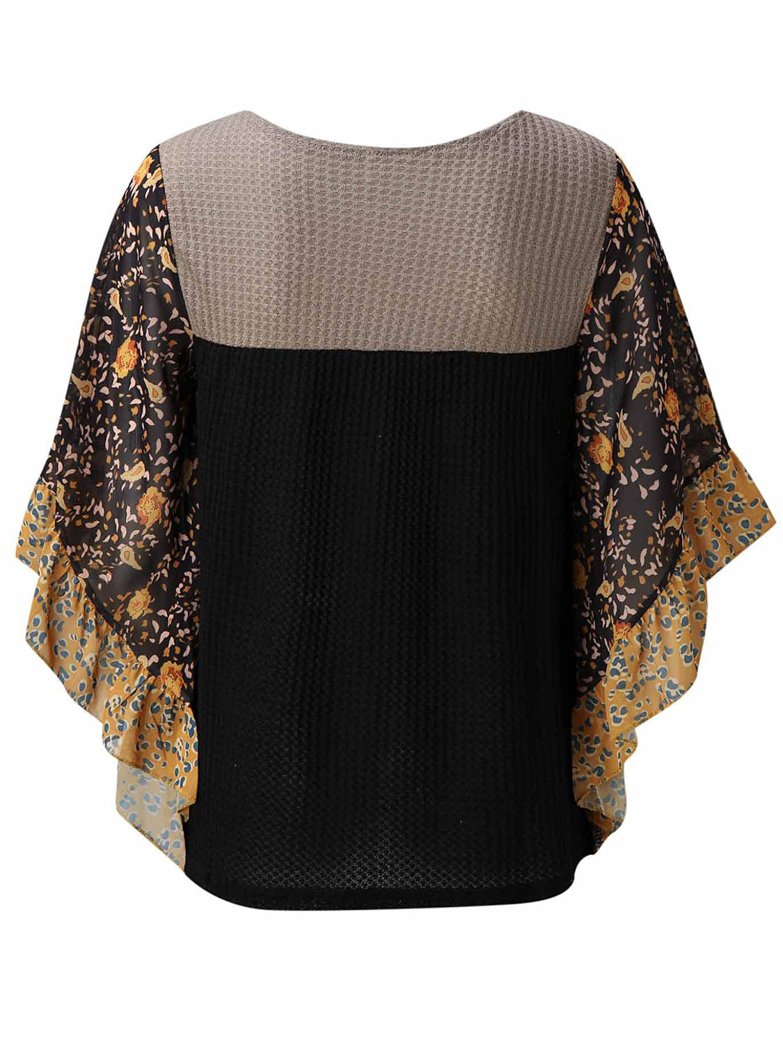 Full Size Printed Round Neck Three-Quarter Sleeve Blouse - Carri's Cache
