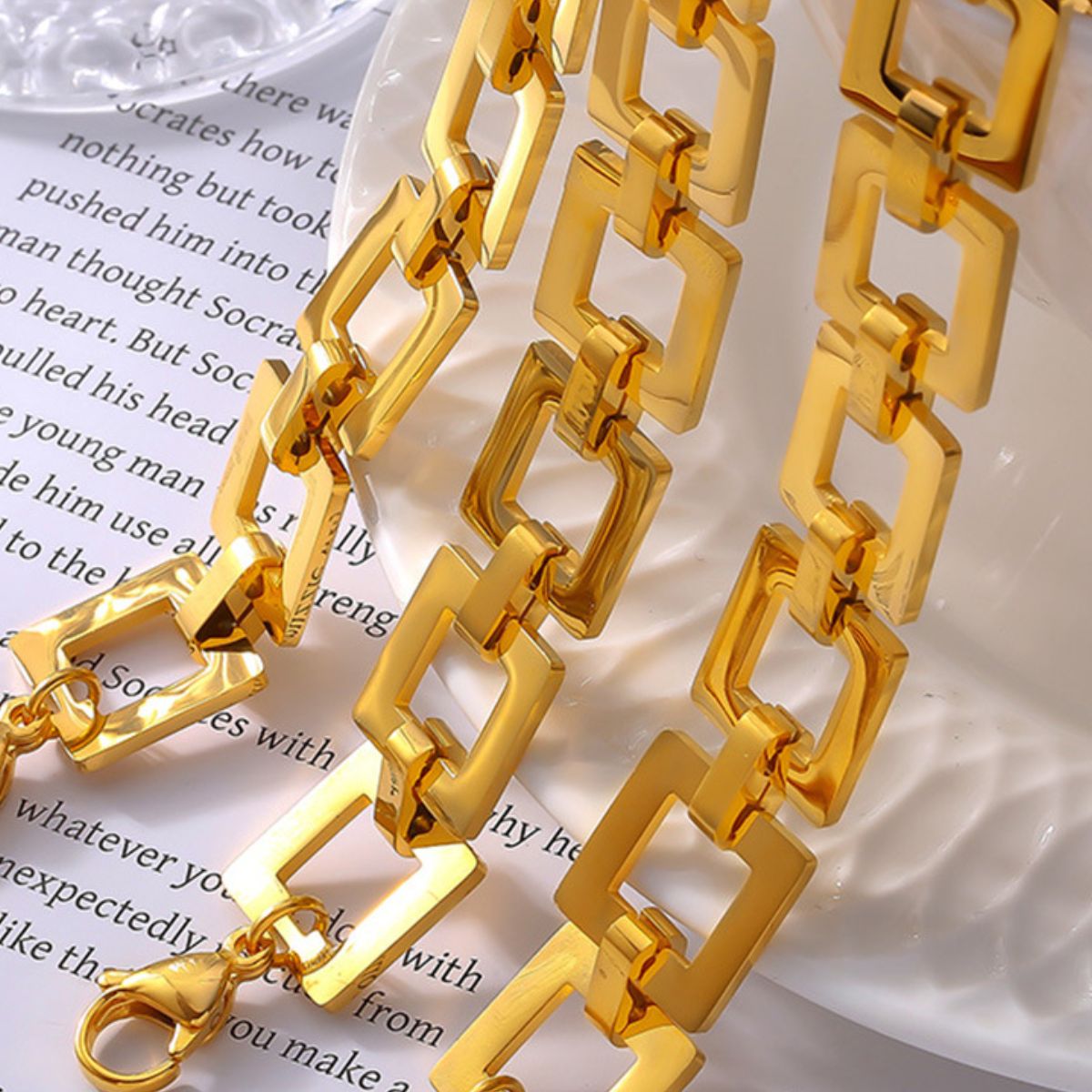 Titanium Steel Hollow Square Chain Bracelet - Carri's Cache