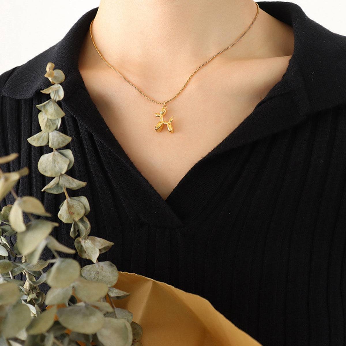 18K Gold-Plated Titanium Steel Puppy Shape Pendant Necklace - Carri's Cache