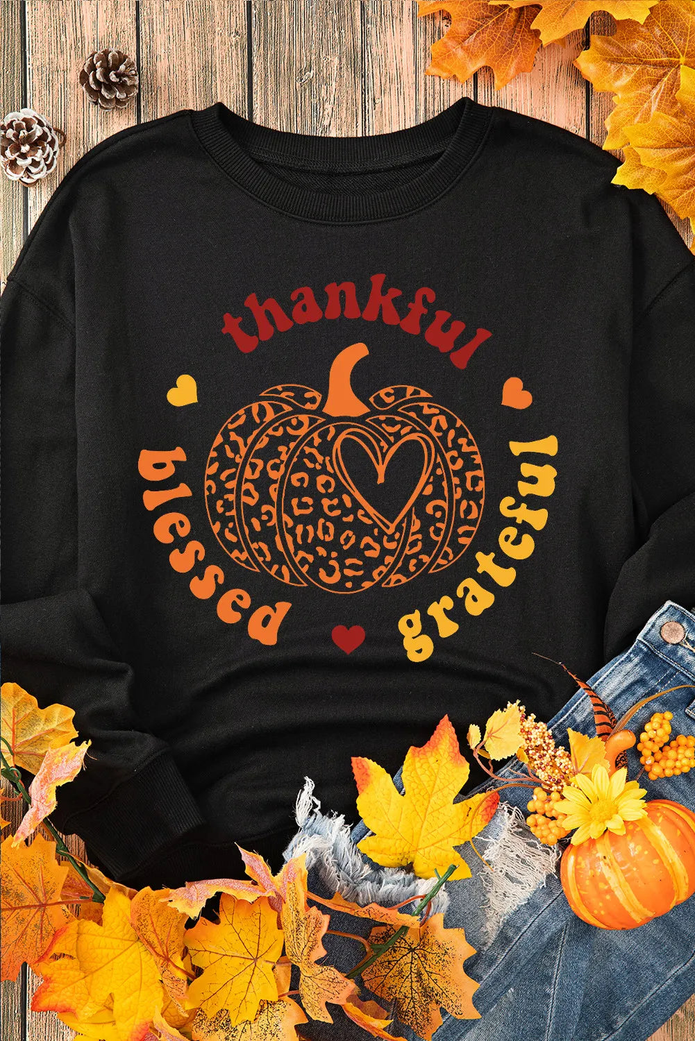 Pumpkin Graphic Long Sleeve Sweatshirt - Carri's Cache