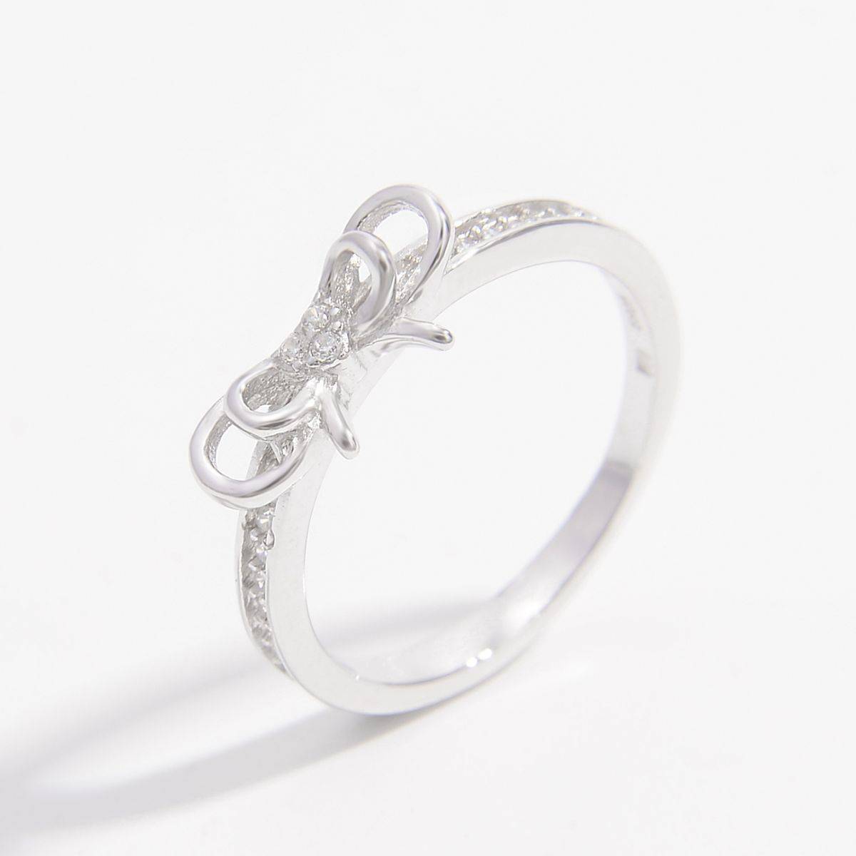 925 Sterling Silver Inlaid Zircon Bow Ring - Carri's Cache