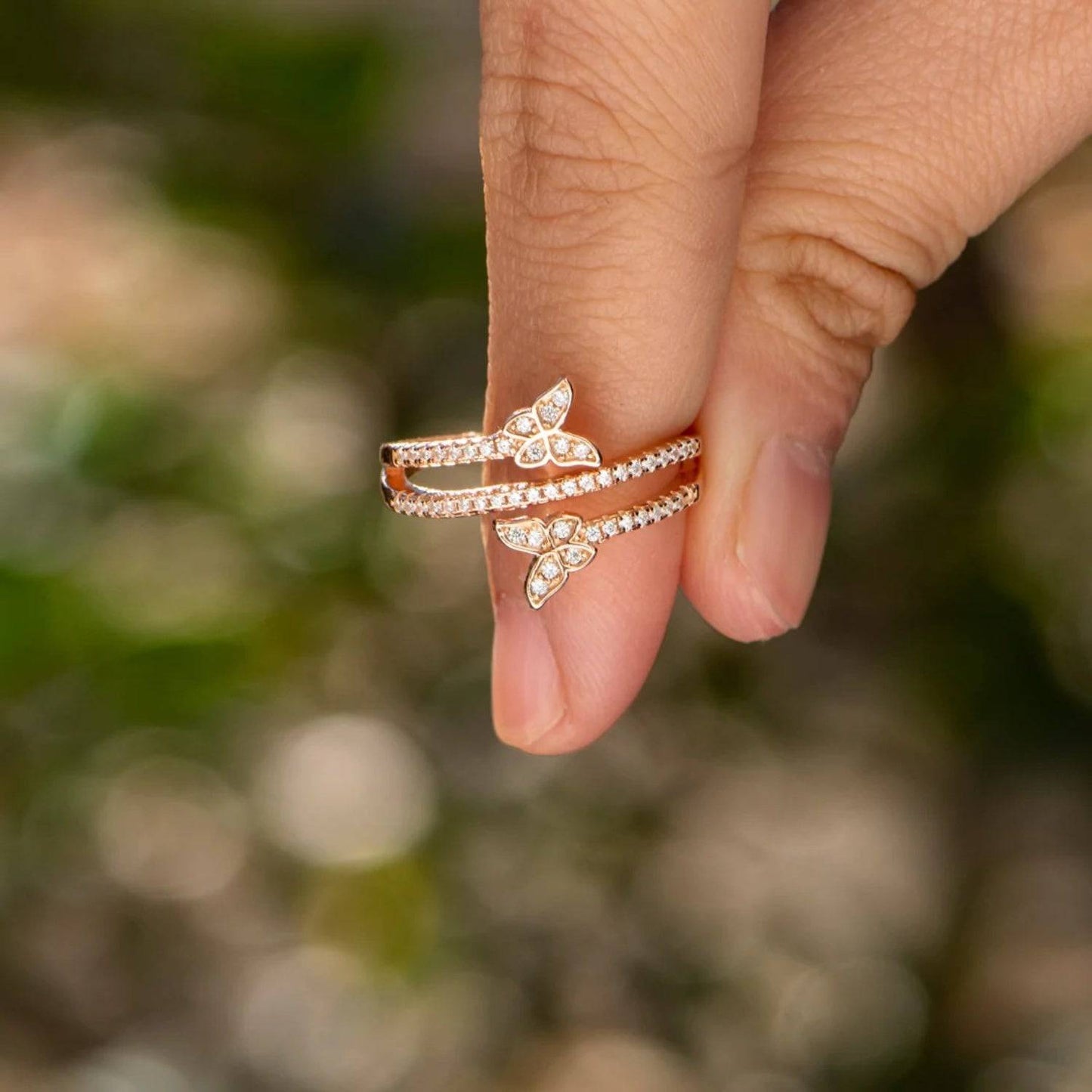 925 Sterling Silver Inlaid Zircon Butterfly Ring - Carri's Cache
