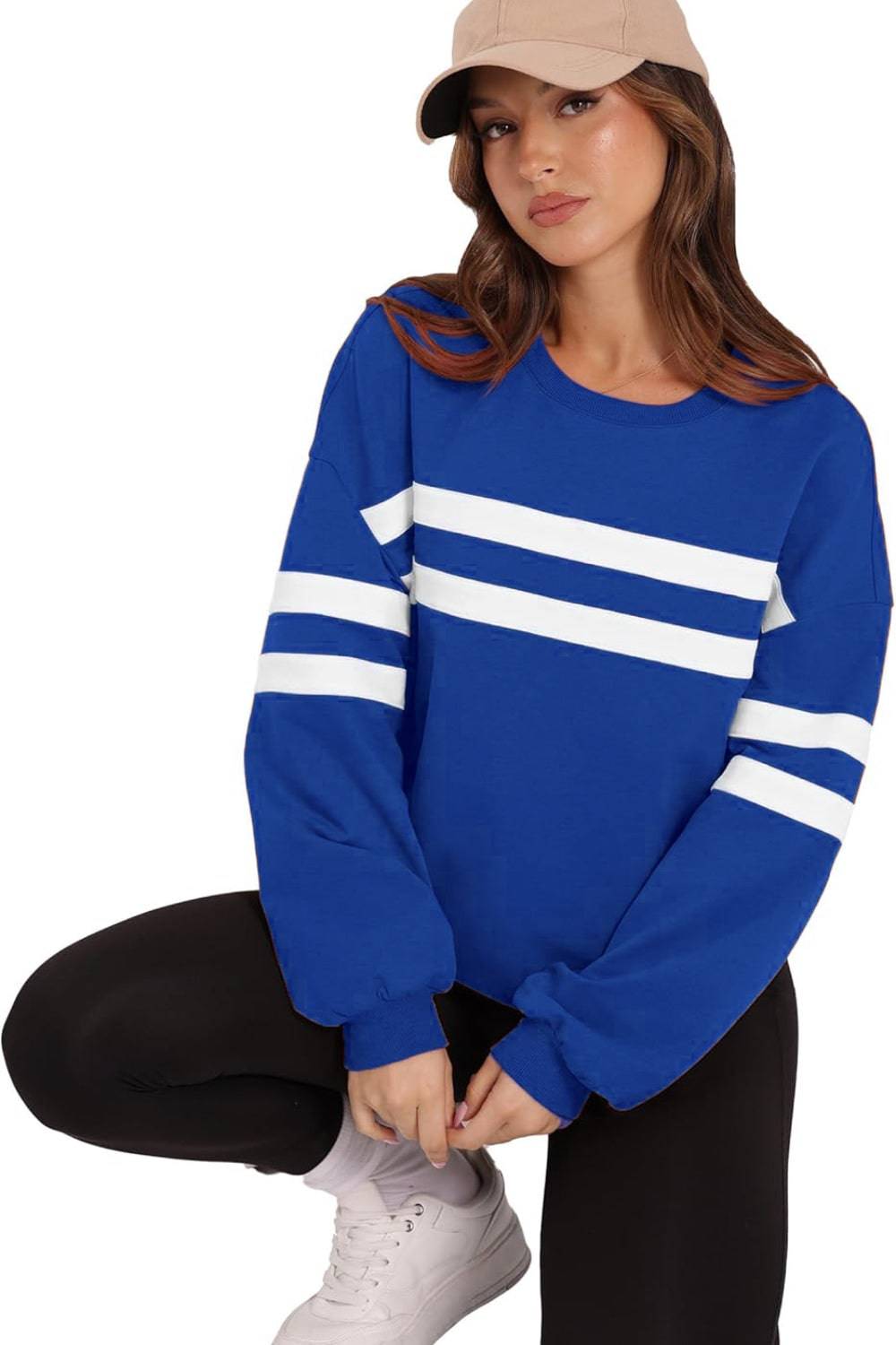 Lovelet Striped Round Neck Dropped Shoulder Sweatshirt - Carri's Cache