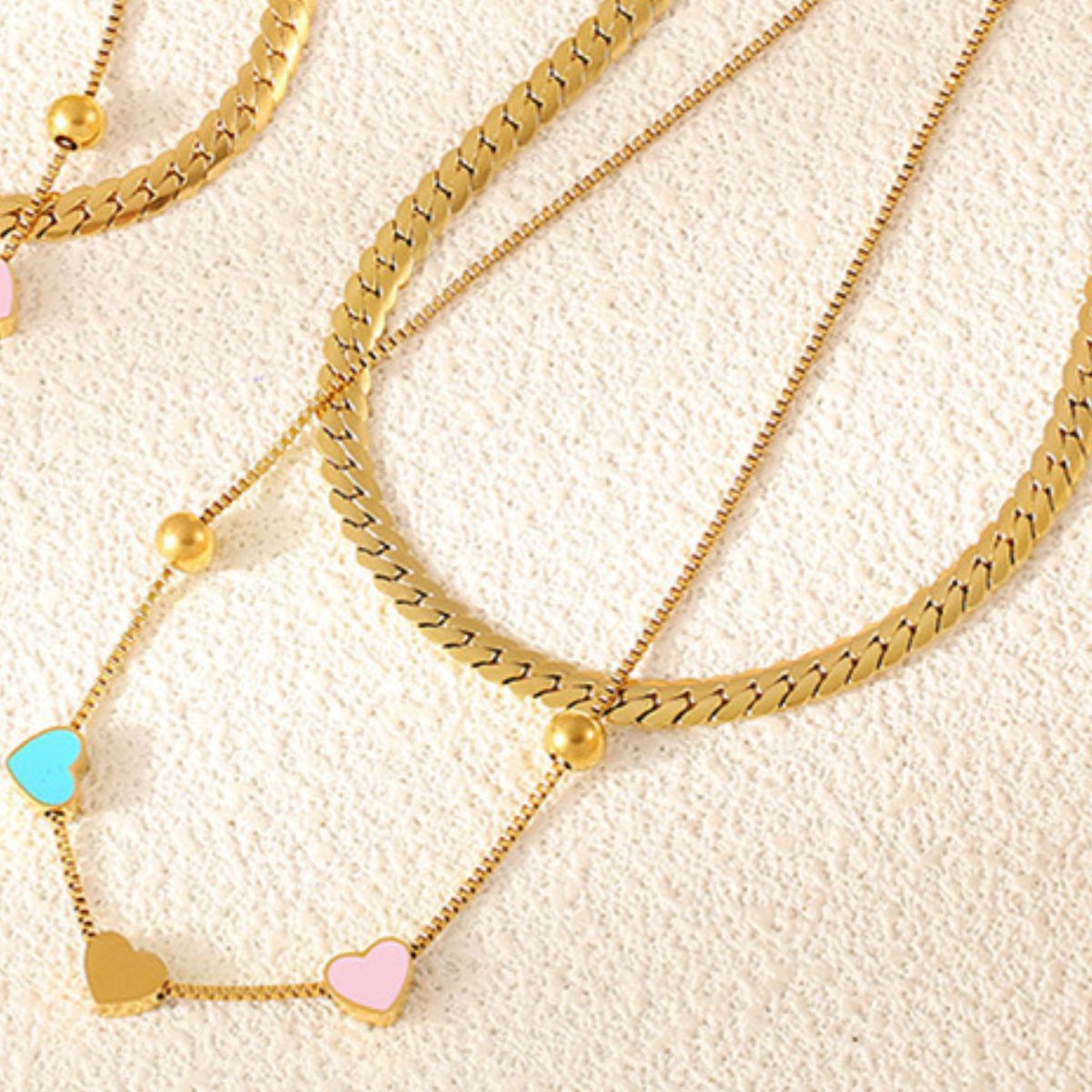 18K Gold-Plated Double Layered Heart Necklace - Carri's Cache