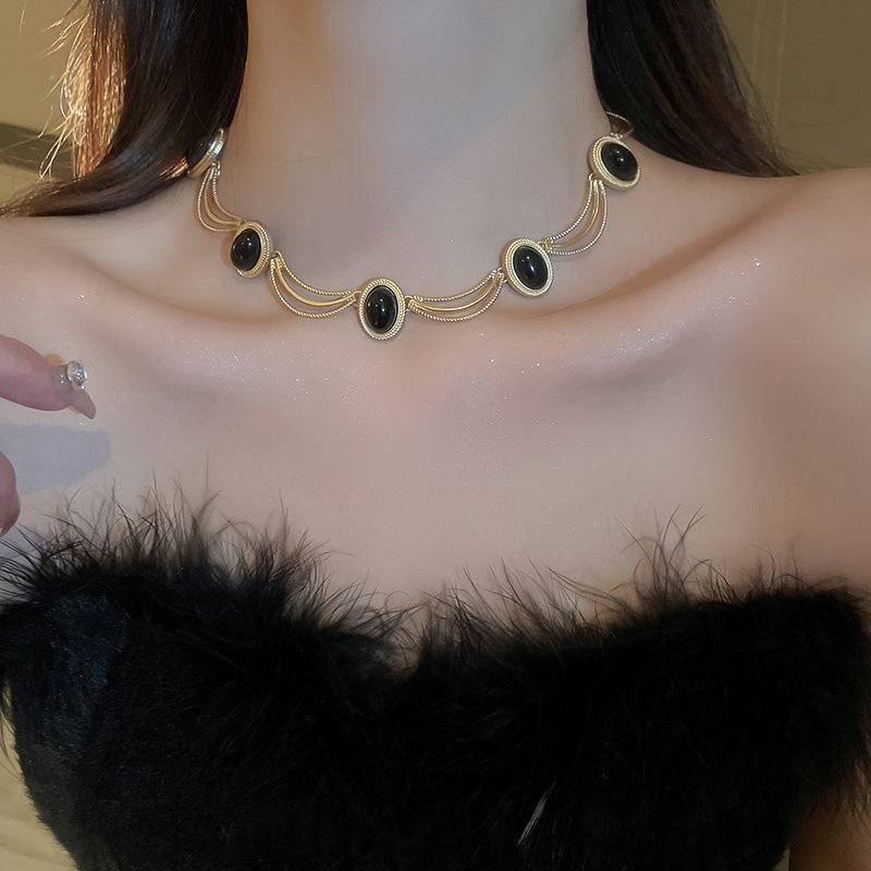 Alloy Oval Gemstone Necklace - Carri's Cache
